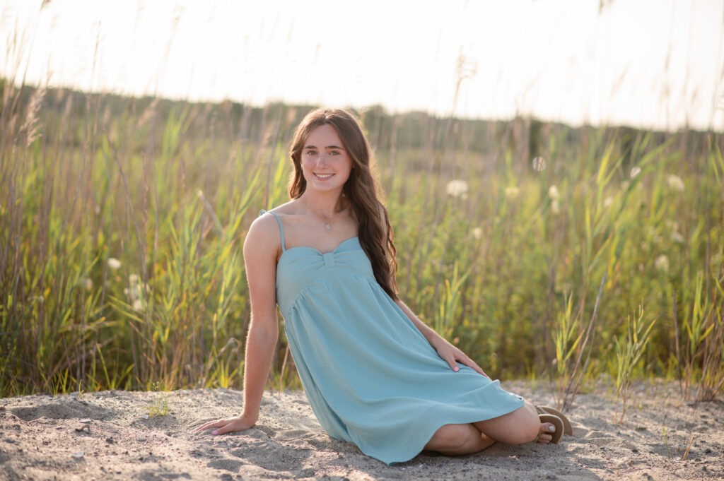 High school senior portrait on the beach in Westport CT